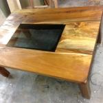 Matai table with glass inlayed